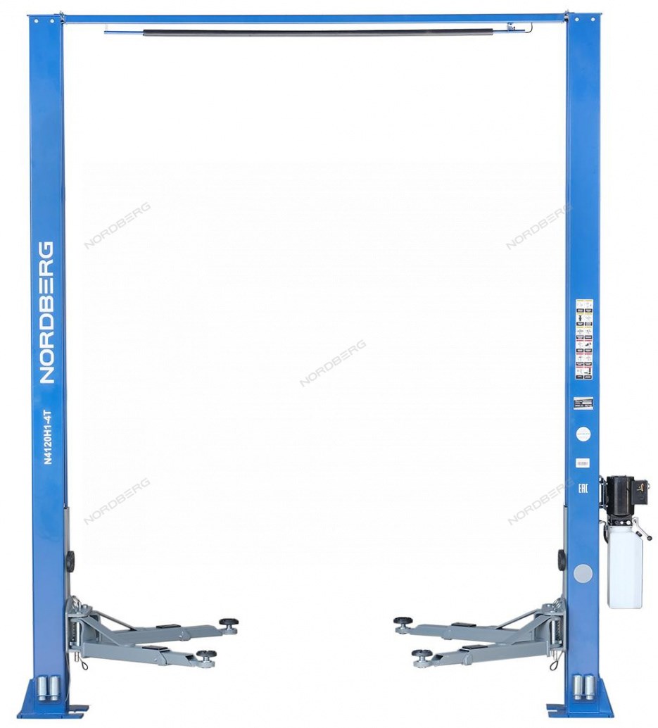 Двухстоечный подъемник NORDBERG N4120H1-4B с верхней синхронизацией, г/п 4 т, высота 4 м, 220 В